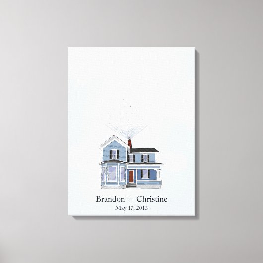 Blue Floating Zuhause Fingerprint Guestbook Leinwanddruck (Vorderseite)