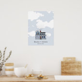 Blue Floating Zuhause Fingerprint Guestbook Poster (Küche)