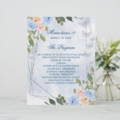 Blue Floral 18 Kerzen und Rose Zeremonie Programm (Stehend Vorderseite)