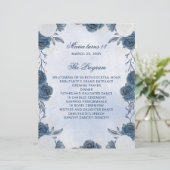 Blue Floral 18 Kerzen und Rose Zeremonie Programm (Stehend Vorderseite)
