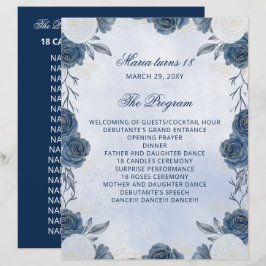 Blue Floral 18 Kerzen und Rose Zeremonie Programm