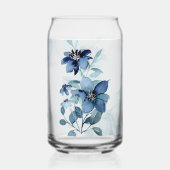 Blue Floral 2 Can Glass Trinkbehälter Set Dosenglas (Vorderseite)