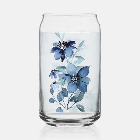 Blue Floral 2 Can Glass Trinkbehälter Set Dosenglas (Rückseite)