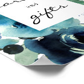 Blue Floral 2 Karten und Geschenke Schild Poster (Ecke)