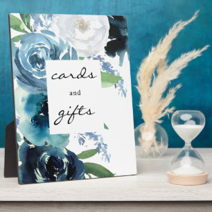 Blue Floral 2 Karten und Geschenke signieren Easel Fotoplatte