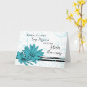 Blue Floral 30 th Wedding Anniversary Card Karte (Gelbe Blume)
