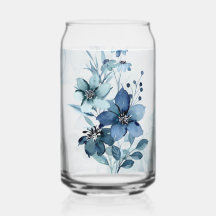 Blue Floral 3 Can Glass Trinkbehälter Set