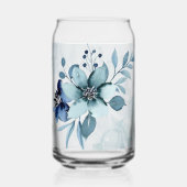 Blue Floral 4 Can Glass Trinkbehälter Set Dosenglas (Vorderseite)