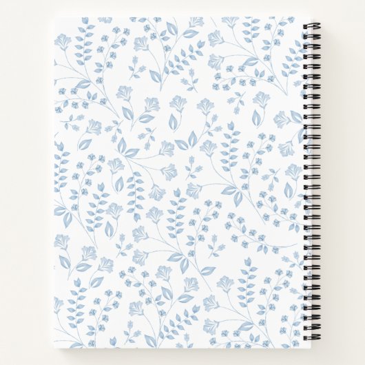 Blue Floral 8.5" x 11" Spiral Notebook Notizblock (Rückseite)