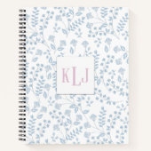 Blue Floral 8.5" x 11" Spiral Notebook Notizblock (Vorderseite)