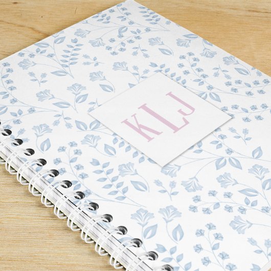 Blue Floral 8.5" x 11" Spiral Notebook Notizblock