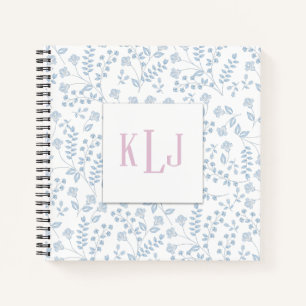 Blue Floral 8.5" x 8.5" SpiralNotebook Notizblock