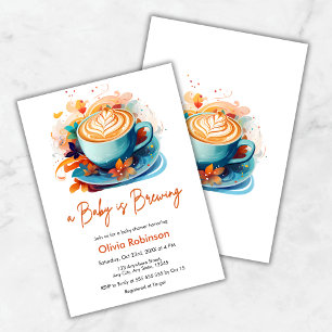 Blue Floral A Baby ist das Brechen der Coffee Baby Einladung