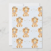 Blue Floral A Little King Lion Baby Dusche Einladung (Rückseite)