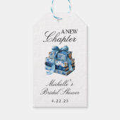 Blue Floral A New Chapter Brautparty Geschenkanhänger (Rückseite)