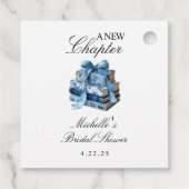 Blue Floral A New Chapter Brautparty Geschenkanhänger (Rückseite)