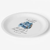 Blue Floral A New Chapter Brautparty Pappteller (Schrägansicht)