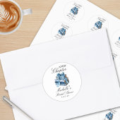 Blue Floral A New Chapter Brautparty Runder Aufkleber