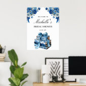 Blue Floral A New Chapter Brautparty Sign Poster (Heimbüro)