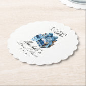 Blue Floral A New Chapter Brautparty Untersetzer (angewinkelt)