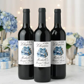 Blue Floral A New Chapter Brautparty Weinetikett