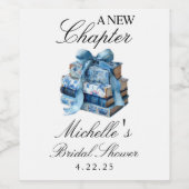 Blue Floral A New Chapter Brautparty Weinetikett (Einzelnes Label)