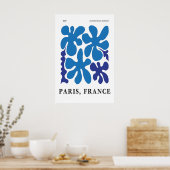 Blue Floral Abstract Art Print 1950s Paris Poster (Küche)