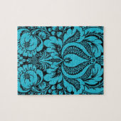 Blue Floral Abstrakt Art Puzzle (Horizontal)