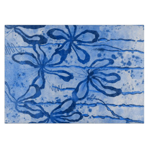 Blue Floral Abstrakt Art Schneidebrett