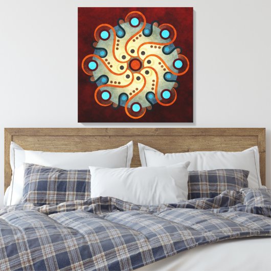 Blue Floral Abstrakt Vector Art Wrapped Canvas pr Leinwanddruck (Insitu (Schlafzimmer))