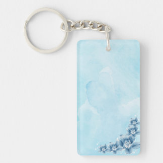 Blue Floral Acrylic Charm Schlüsselanhänger