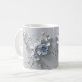 Blue Floral Add Name Hummingbird Coffee Mug Kaffeetasse (Vorderseite Links)