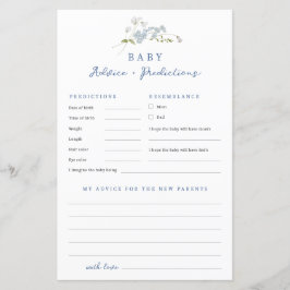 Blue Floral Advice Predictions Baby Shower Game