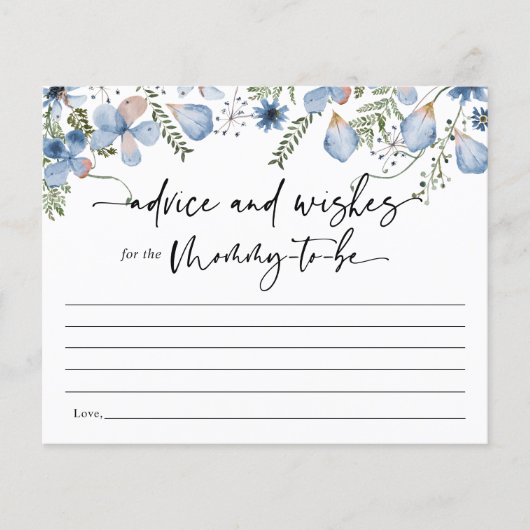 Blue Floral Advisor für Mommy Baby Shower Game Car (Vorderseite)