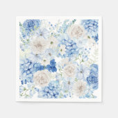 Blue Floral Allover Print Brautparty Serviette (Vorderseite)