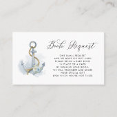 Blue Floral Anchor Nautical Baby Book Request Card Platzkarte (Vorderseite)