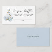 Blue Floral Anchor Nautical Diaper Raffekarte Platzkarte (Vorne/Hinten)