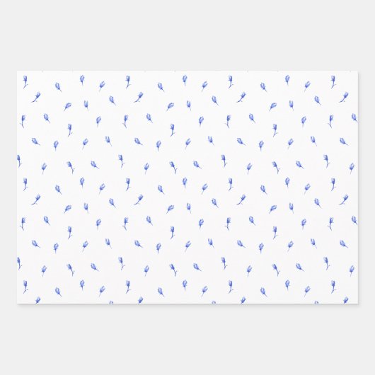 Blue Floral And Botanical Flowers Pattern Papers Geschenkpapier Set (Vorderseite 2)