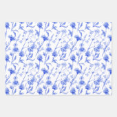 Blue Floral And Botanical Flowers Pattern Papers Geschenkpapier Set (Vorderseite)