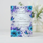 Blue Floral and Butterfly Response Card RSVP Karte (Stehend Vorderseite)