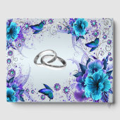 Blue Floral and Butterfly Wedbook Gästebuch (Rückseite)