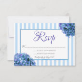 Blue Floral and Stripe RSVP Card (Vorderseite)