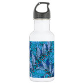 Blue Floral Antique Boho Moderne Edelstahlflasche (Vorderseite)