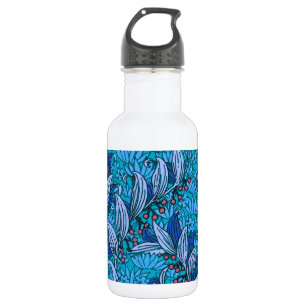 Blue Floral Antique Boho Moderne Edelstahlflasche