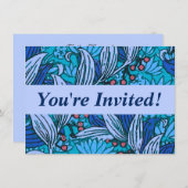 Blue Floral Antique Boho Moderne Einladung (Vorne/Hinten)