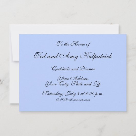 Blue Floral Antique Boho Moderne Einladung (Rückseite)