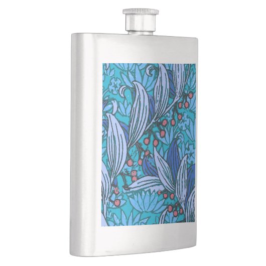 Blue Floral Antique Boho Moderne Flachmann (Rechts)