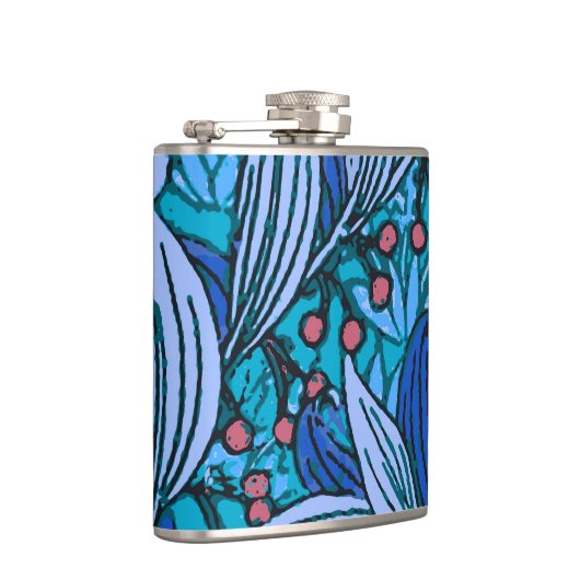 Blue Floral Antique Boho Moderne Flachmann (Rechts)