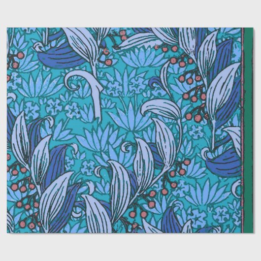 Blue Floral Antique Boho Moderne Geschenkpapier (Flach)