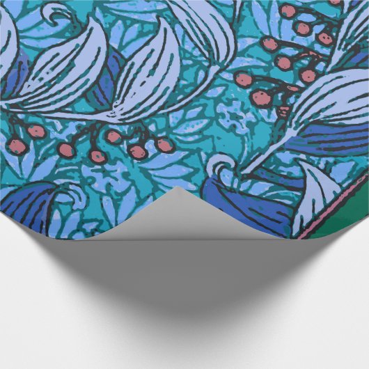 Blue Floral Antique Boho Moderne Geschenkpapier (Ecke)